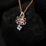 Leaf Branch Diamond Charm Pendant