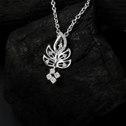 Leaf Branch Diamond Charm Pendant