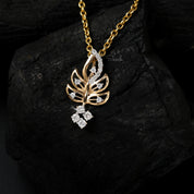 Leaf Branch Diamond Charm Pendant