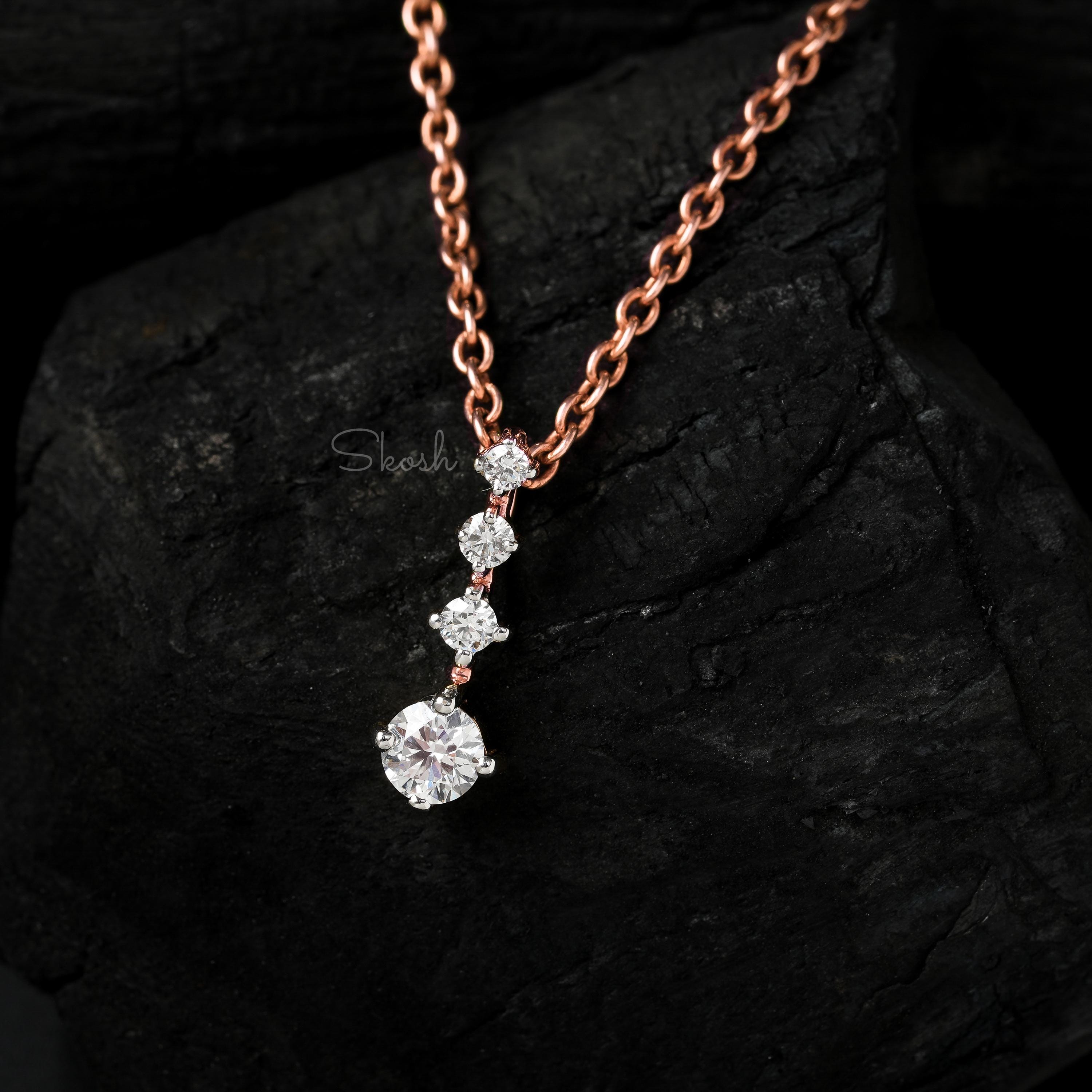 Vertical Line 4 Diamond Charm Pendant