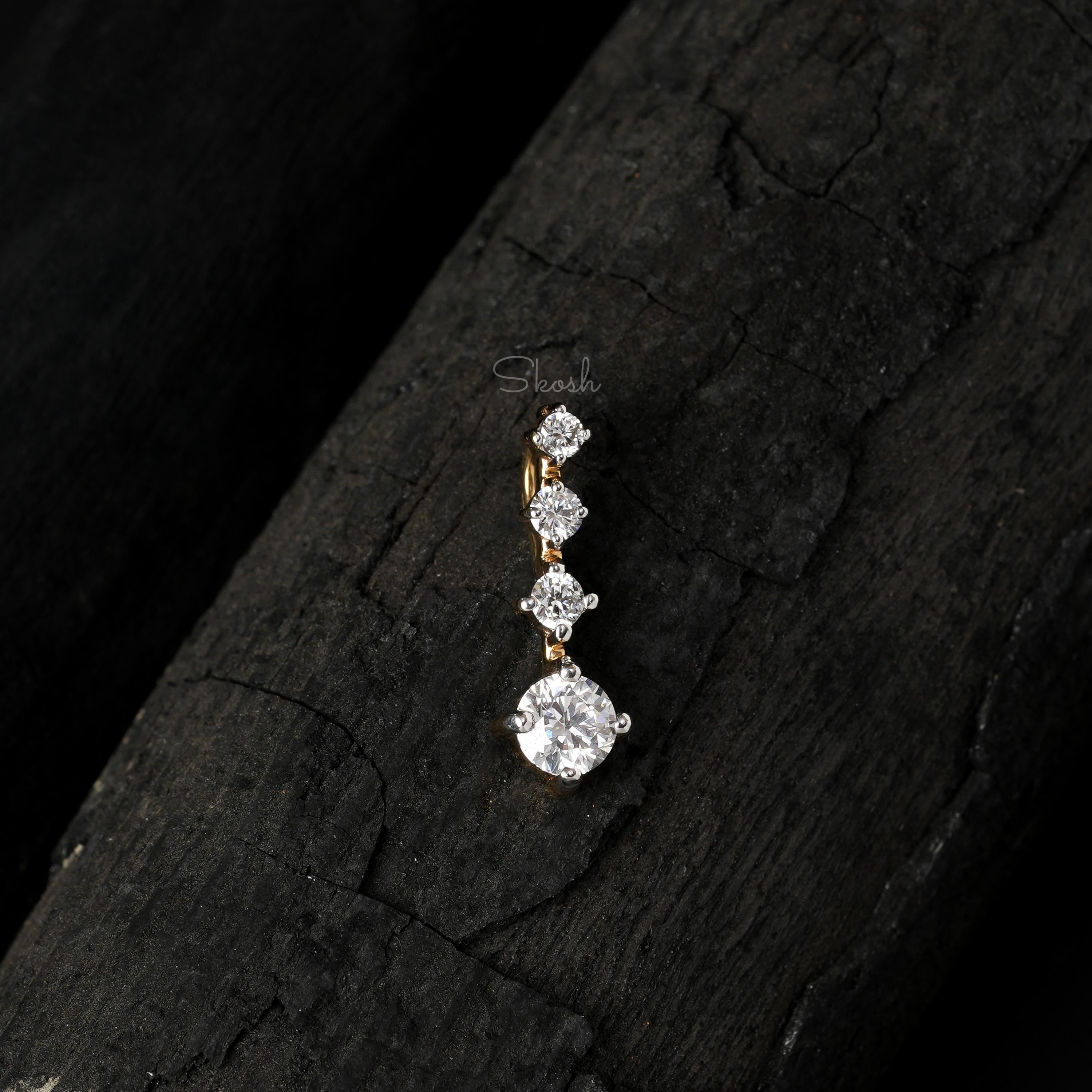 Vertical Line 4 Diamond Charm Pendant
