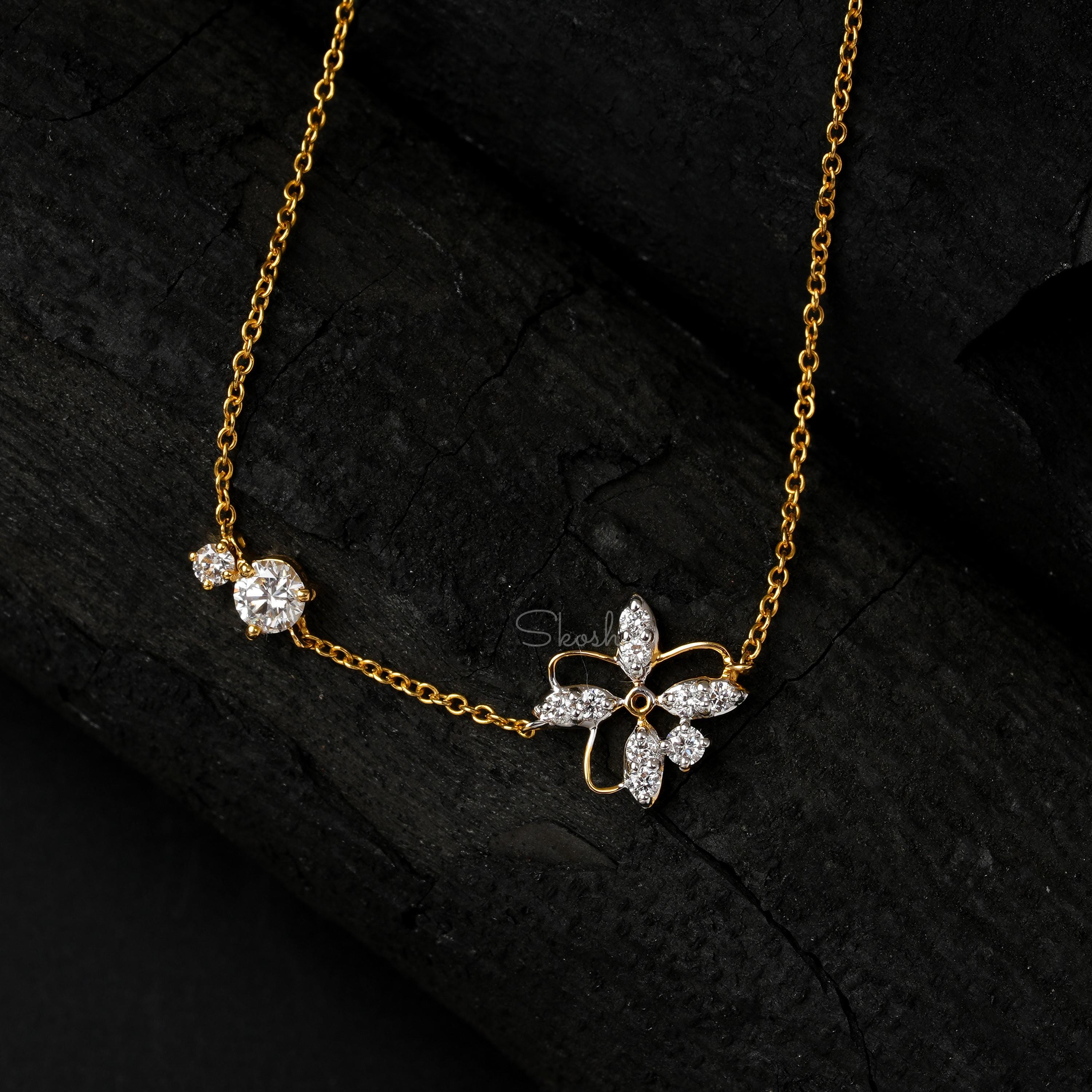 Flower Solitaire Diamond Chain Bracelet