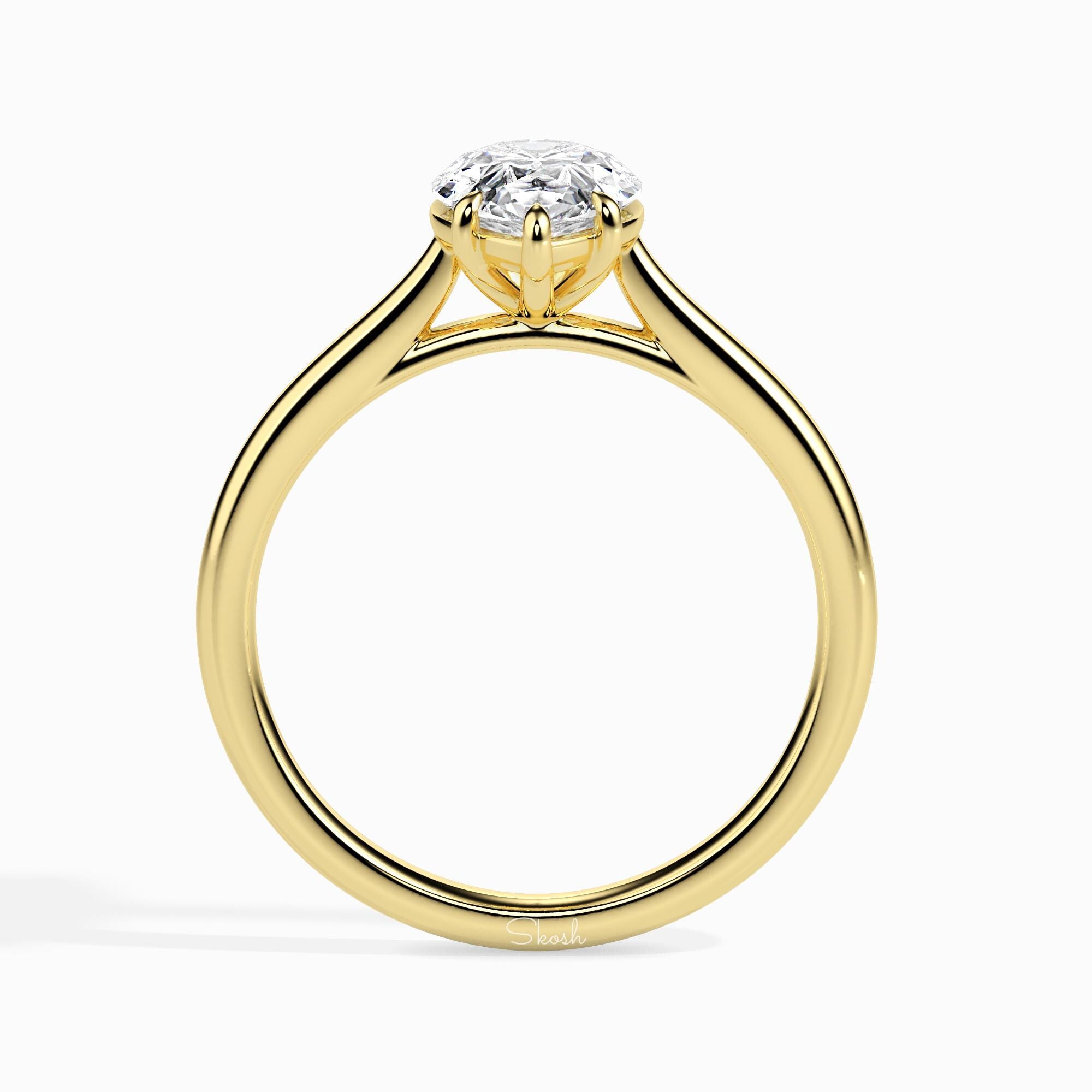 3 Carats Pear Cut Lab Grown Diamond Engagement Ring