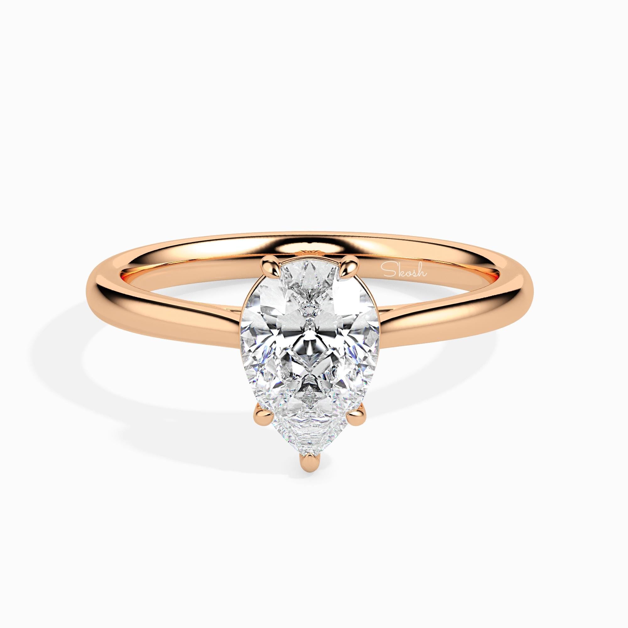 3 Carats Pear Cut Lab Grown Diamond Engagement Ring