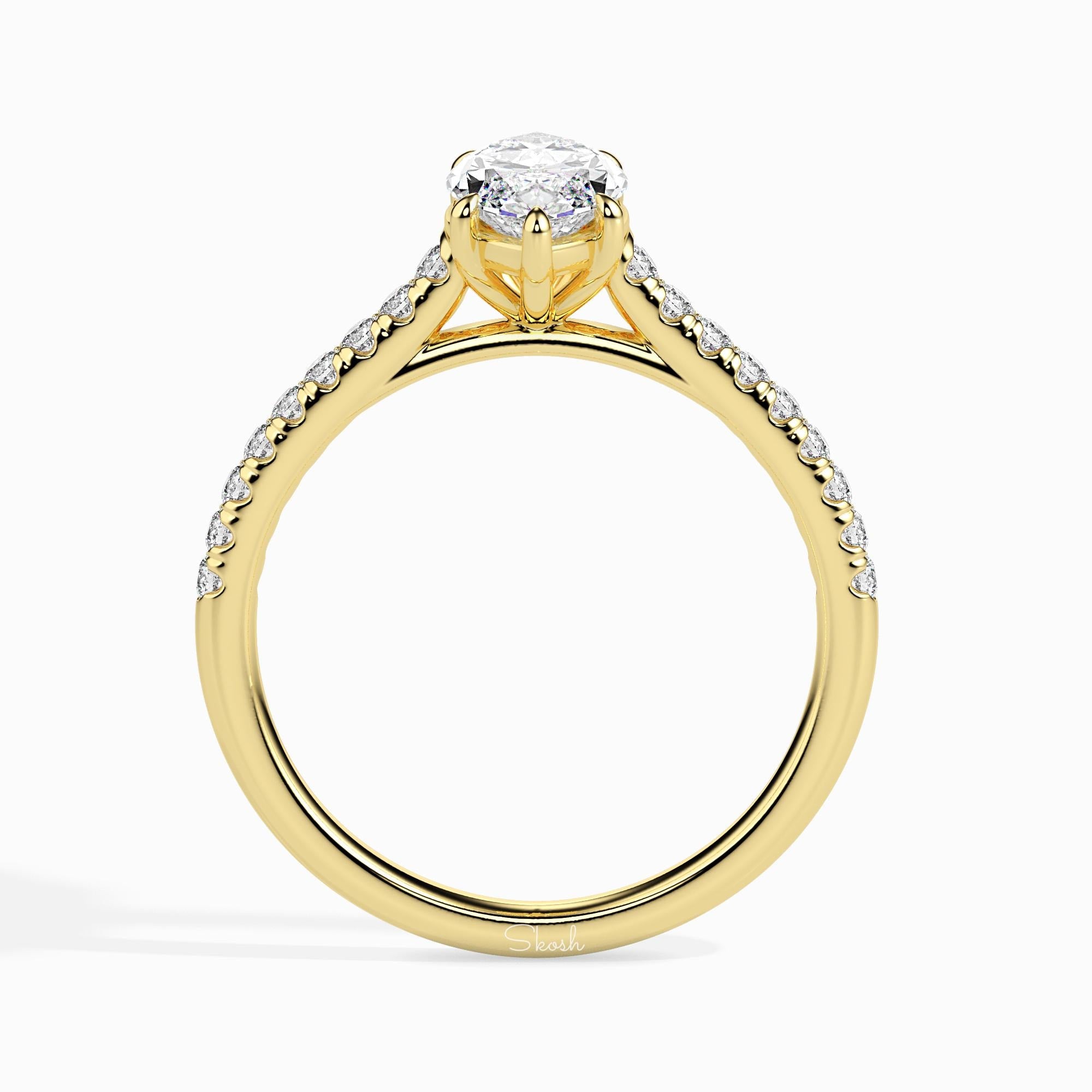 3 Carats Marquise Cut Diamond Engagement Pave Ring