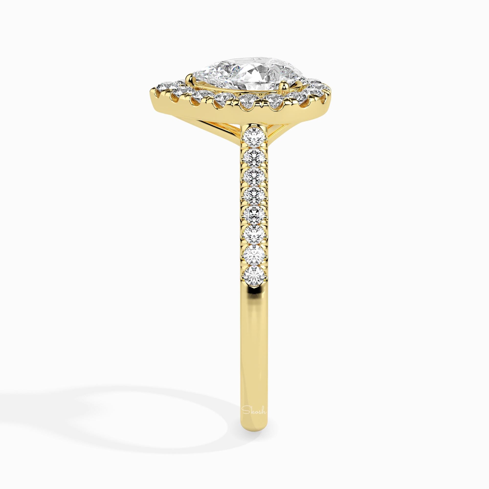 Pear Cut Halo Engagement Ring