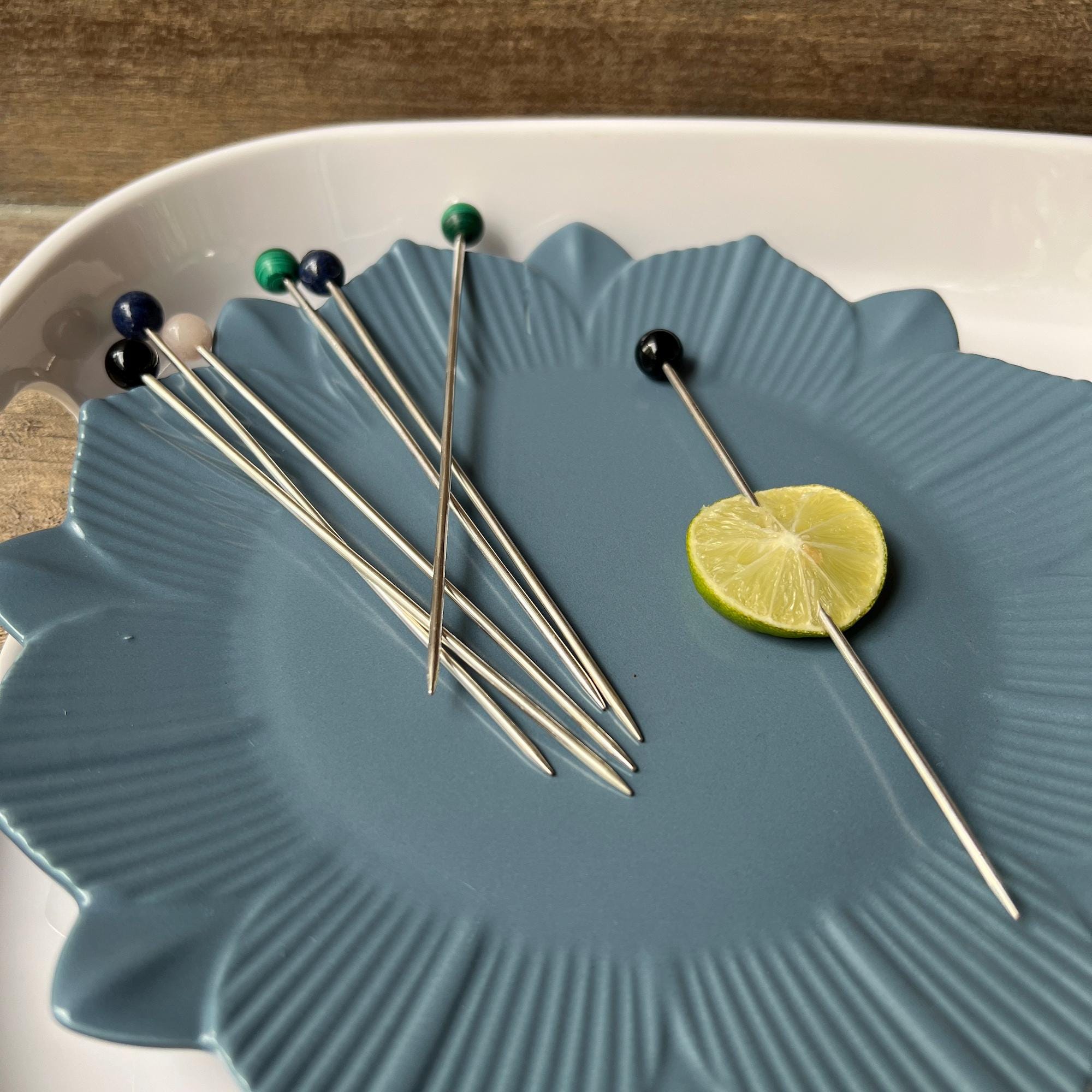 Sterling Silver Gemstone Cocktail Picks