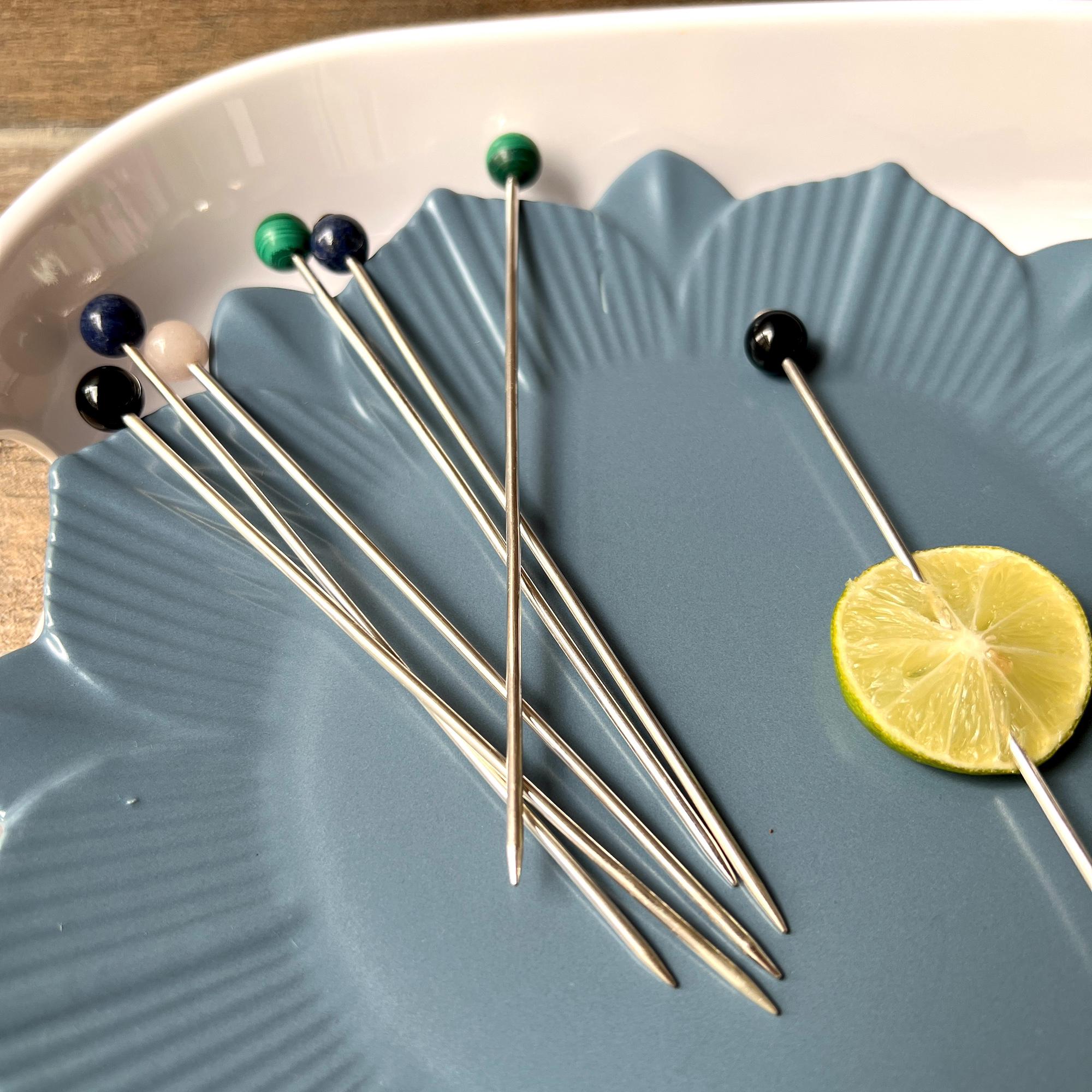 Sterling Silver Gemstone Cocktail Picks