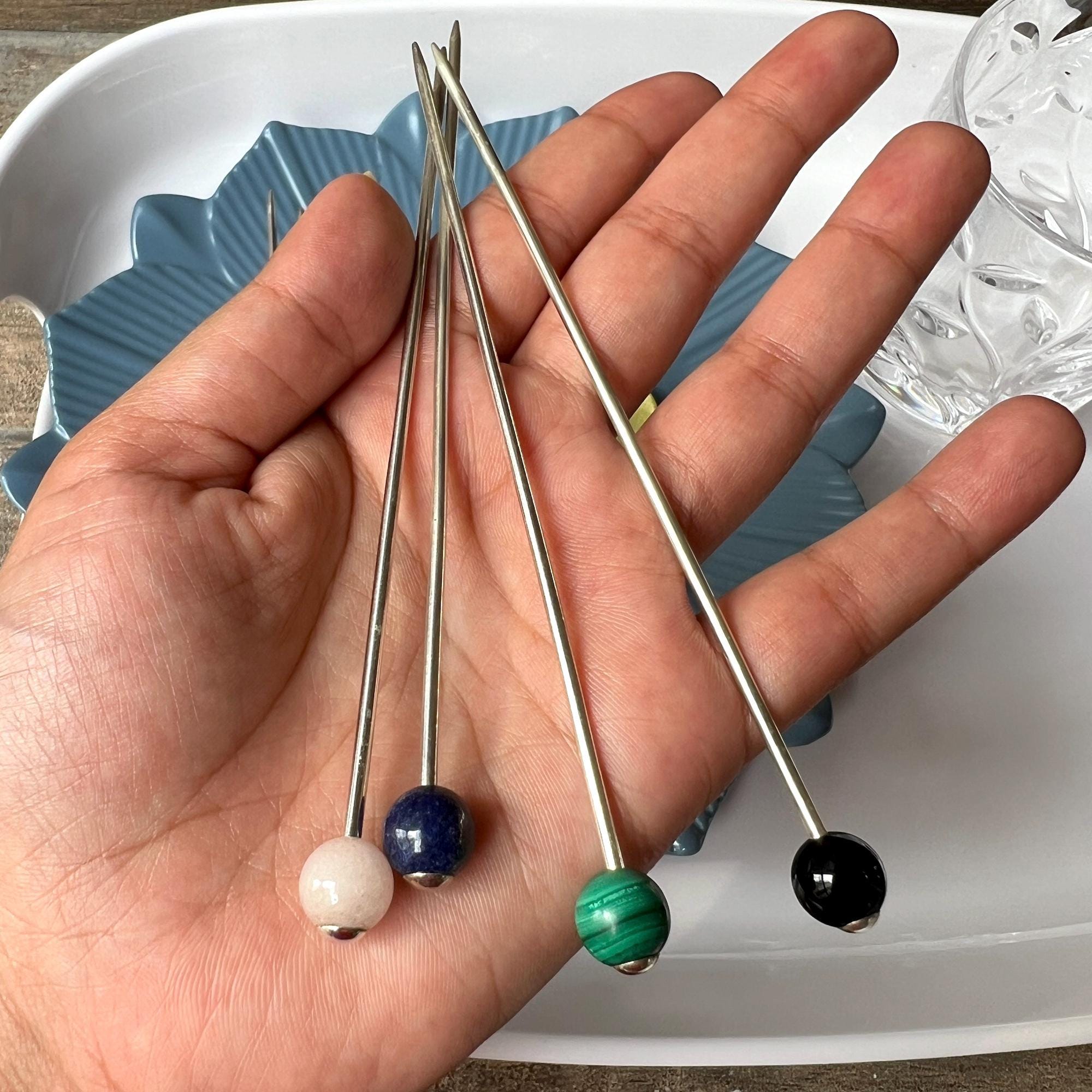 Sterling Silver Gemstone Cocktail Picks
