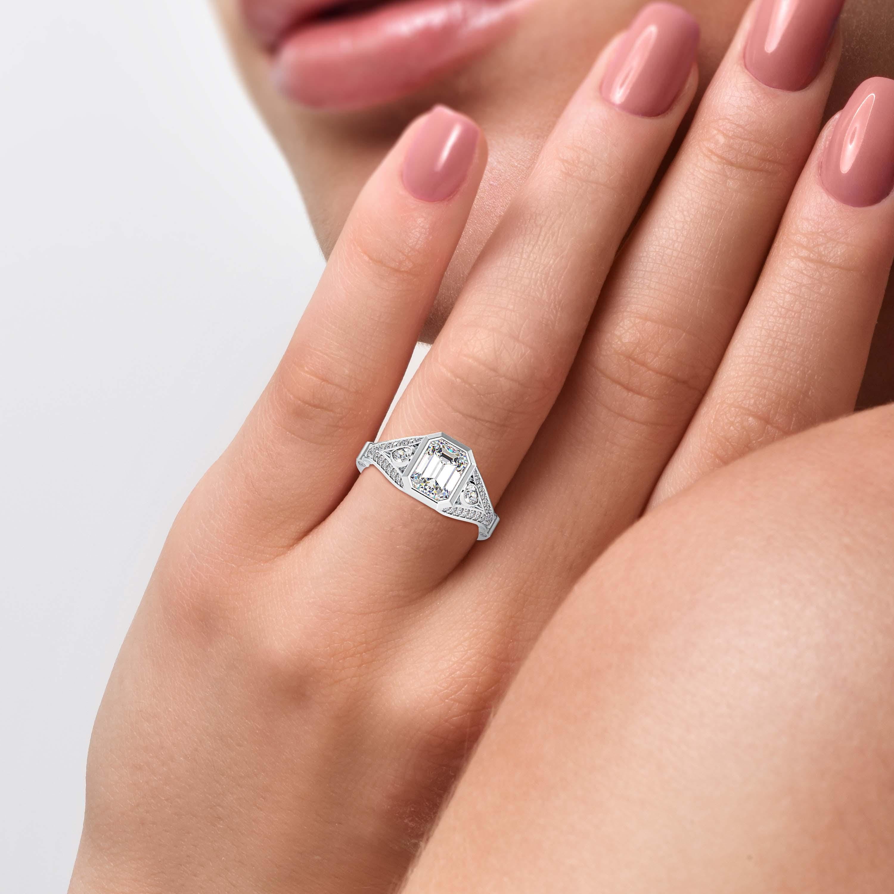 1.75 TCW Emerald Cut Lab Grown Diamond Solitaire Engagement Ring