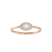 East West Marquise Solitaire Halo Diamond Ring