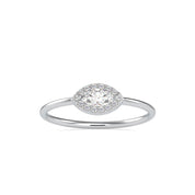 East West Marquise Solitaire Halo Diamond Ring