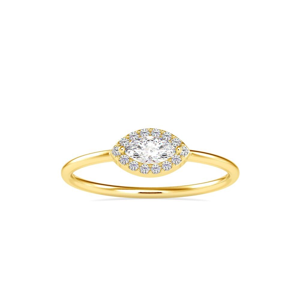 East West Marquise Solitaire Halo Diamond Ring