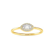 East West Marquise Solitaire Halo Diamond Ring