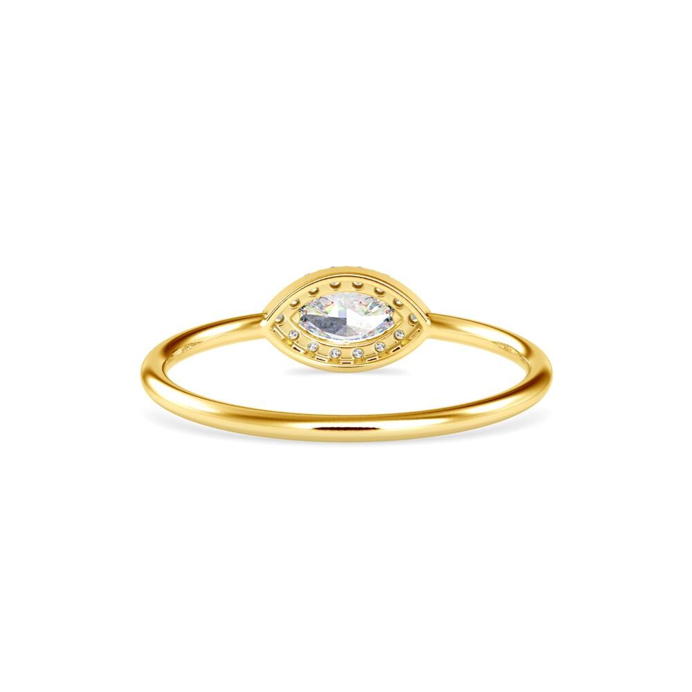 East West Marquise Solitaire Halo Diamond Ring