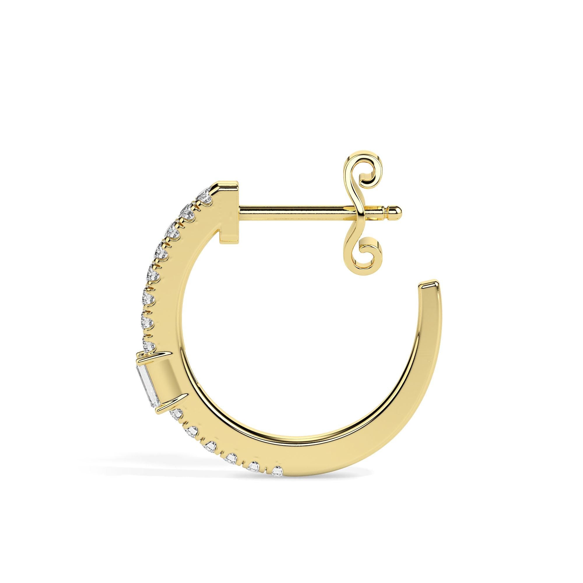 Dainty Baguette Lab Grown Diamonds Small Hoop Bridal Earrings
