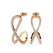 Criss Cross Wedding Diamond Hoop Earrings