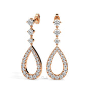 Tear Drop Bridal Diamond Dangle Statement Earrings