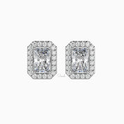 IGI Certified 1-6 Carats Radiant Cut Lab Grown Diamond Halo Solitaire Stud Earrings