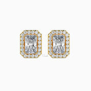IGI Certified 1-6 Carats Radiant Cut Lab Grown Diamond Halo Solitaire Stud Earrings