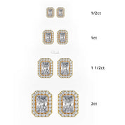 IGI Certified 1-6 Carats Radiant Cut Lab Grown Diamond Halo Solitaire Stud Earrings