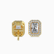 IGI Certified 1-6 Carats Radiant Cut Lab Grown Diamond Halo Solitaire Stud Earrings