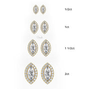 1 - 6 TCW Marquise Shape Lab Grown Diamond Halo Solitaire Stud Earrings