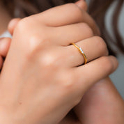 Minimal 3 Diamond Wavy Stacking Ring