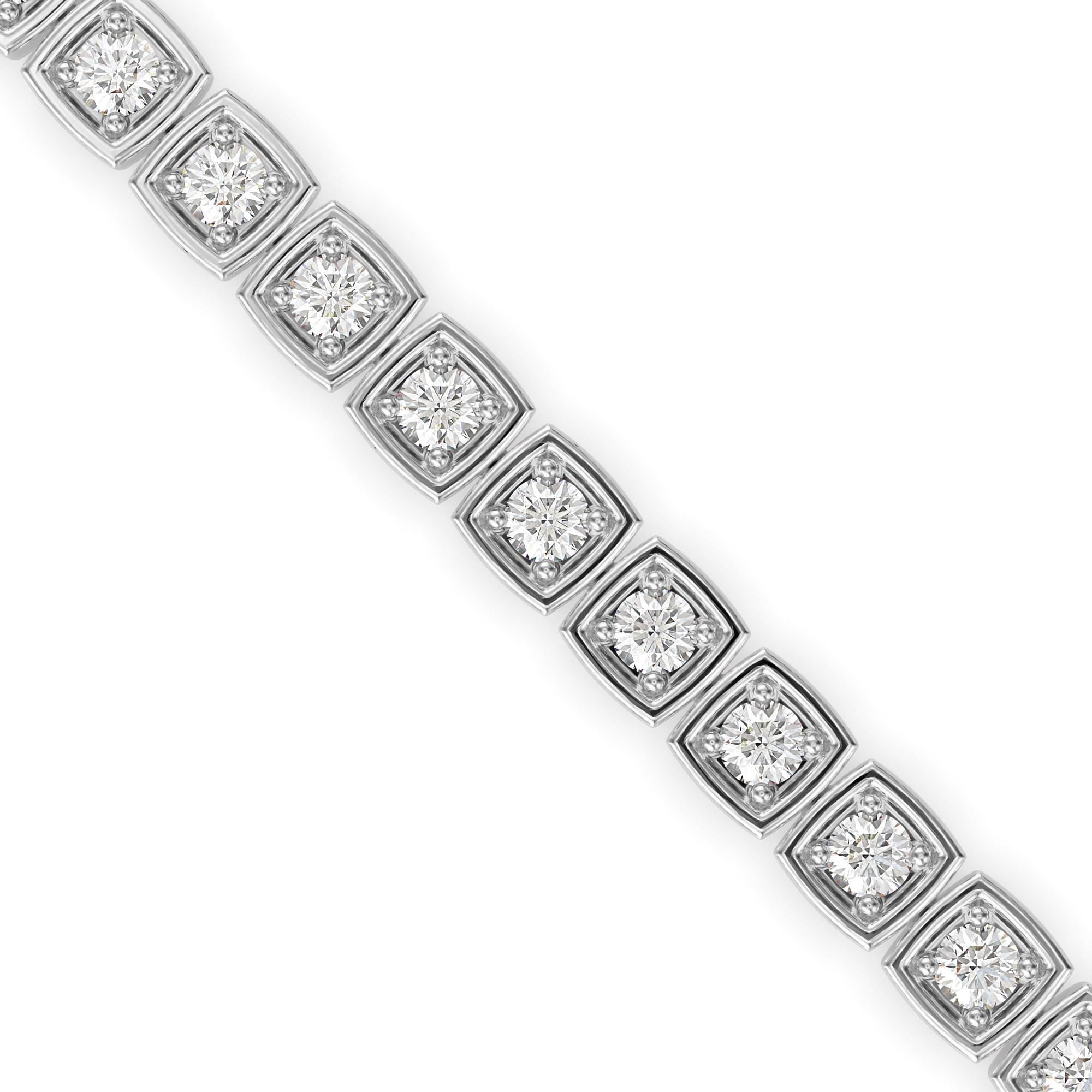 Square Bezel Round Cut Lab Grown Diamond Tennis Bracelet
