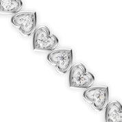 Heart Diamond Tennis Bracelet with Round Cut Lab Grown Diamonds