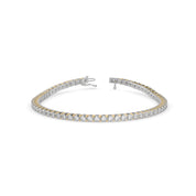 Dual Tone Round Cut Lab Grown Diamond Tennis Bracelet