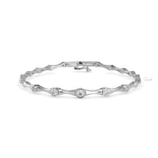 Round Cut Bamboo Solitaire Diamond Tennis Bracelet