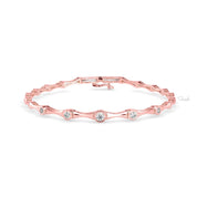 Round Cut Bamboo Solitaire Diamond Tennis Bracelet