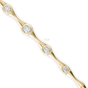 Round Cut Bamboo Solitaire Diamond Tennis Bracelet