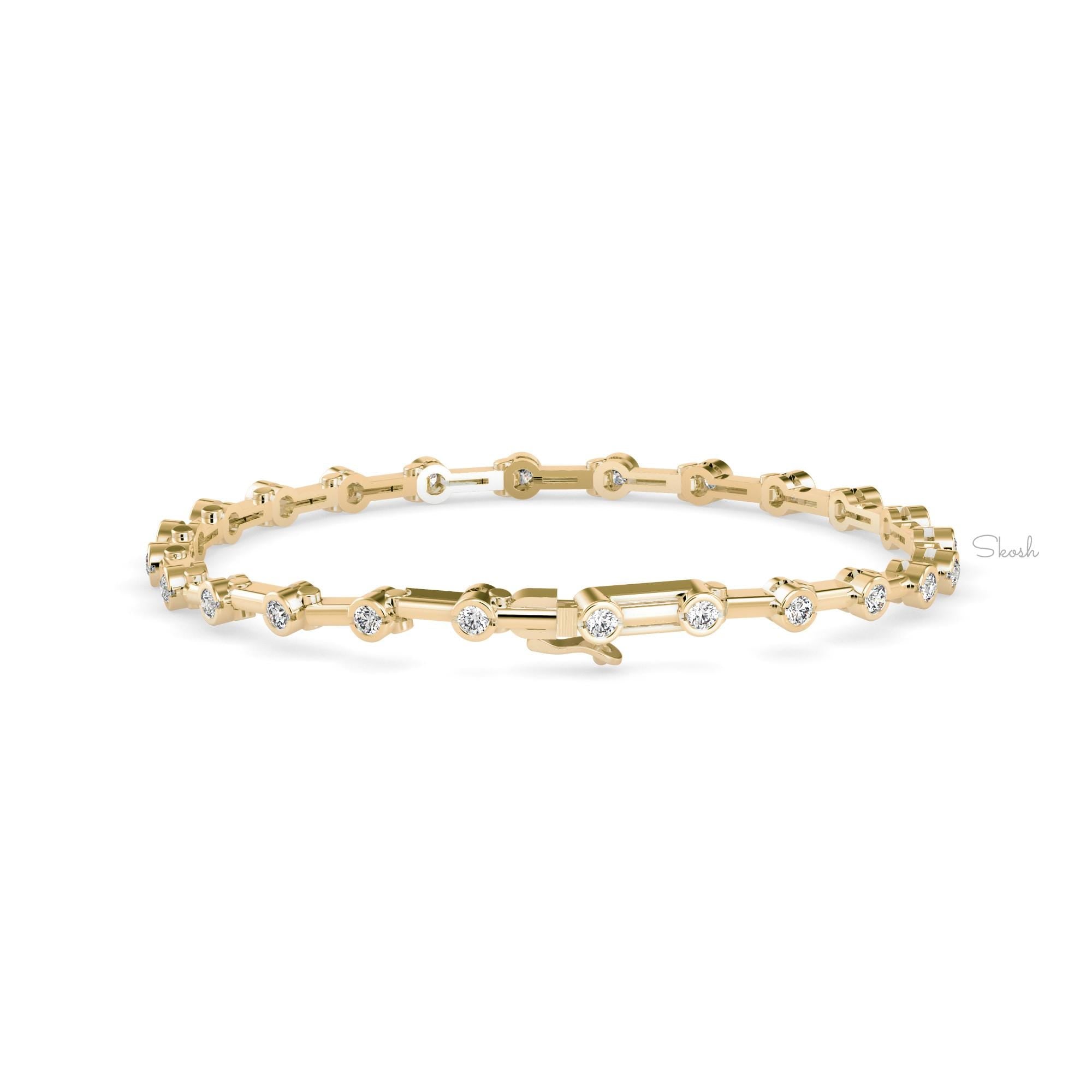 Round Cut Solitaire Diamond Tennis Bracelet
