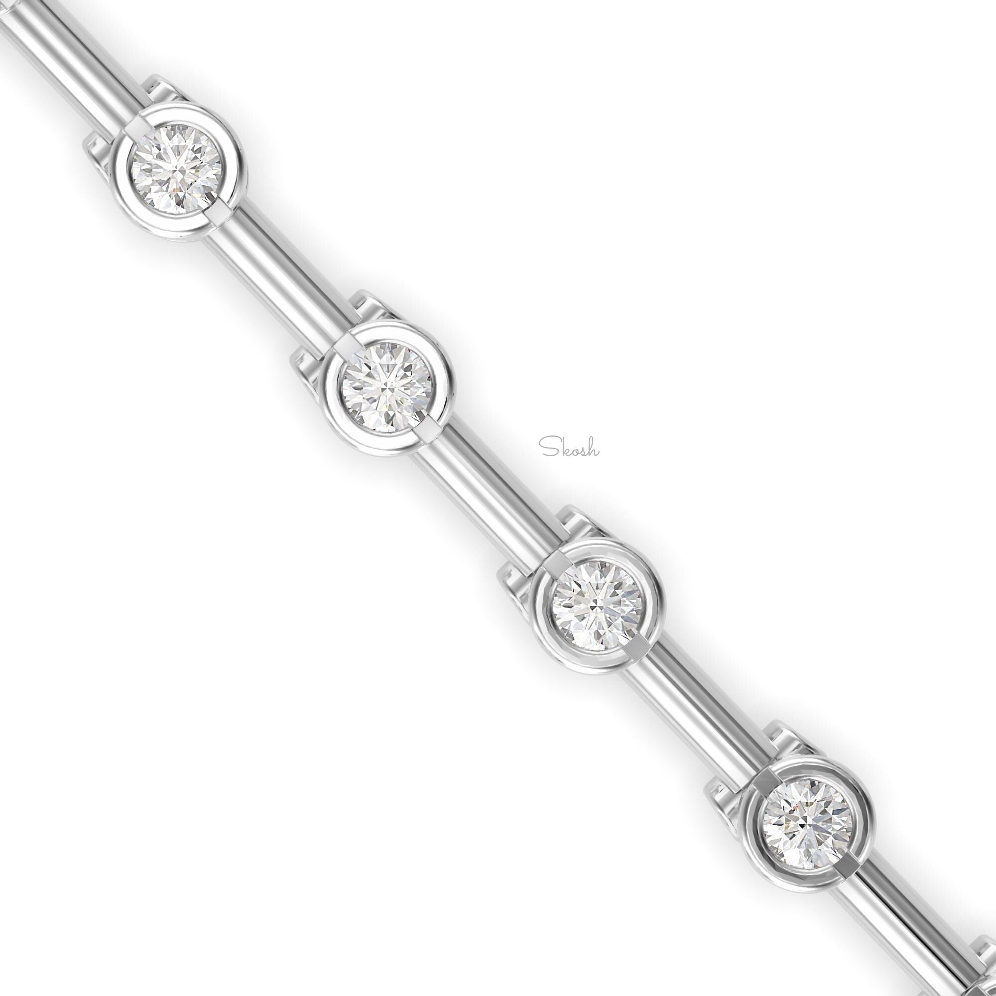 Round Cut Solitaire Diamond Tennis Bracelet
