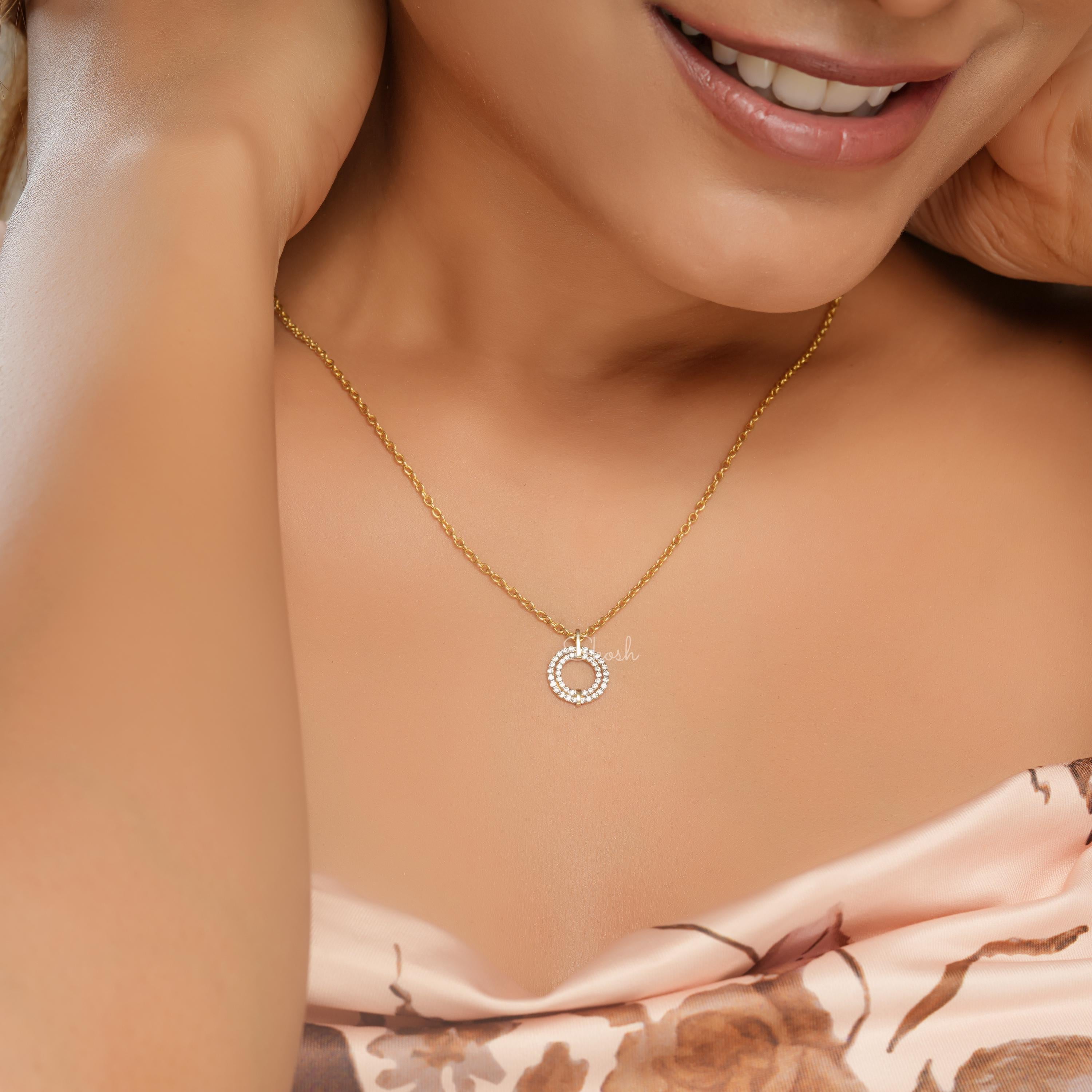 Double Aura Round Diamond Charm Pendant