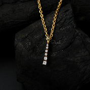 Vertical Line Diamond Charm Pendant