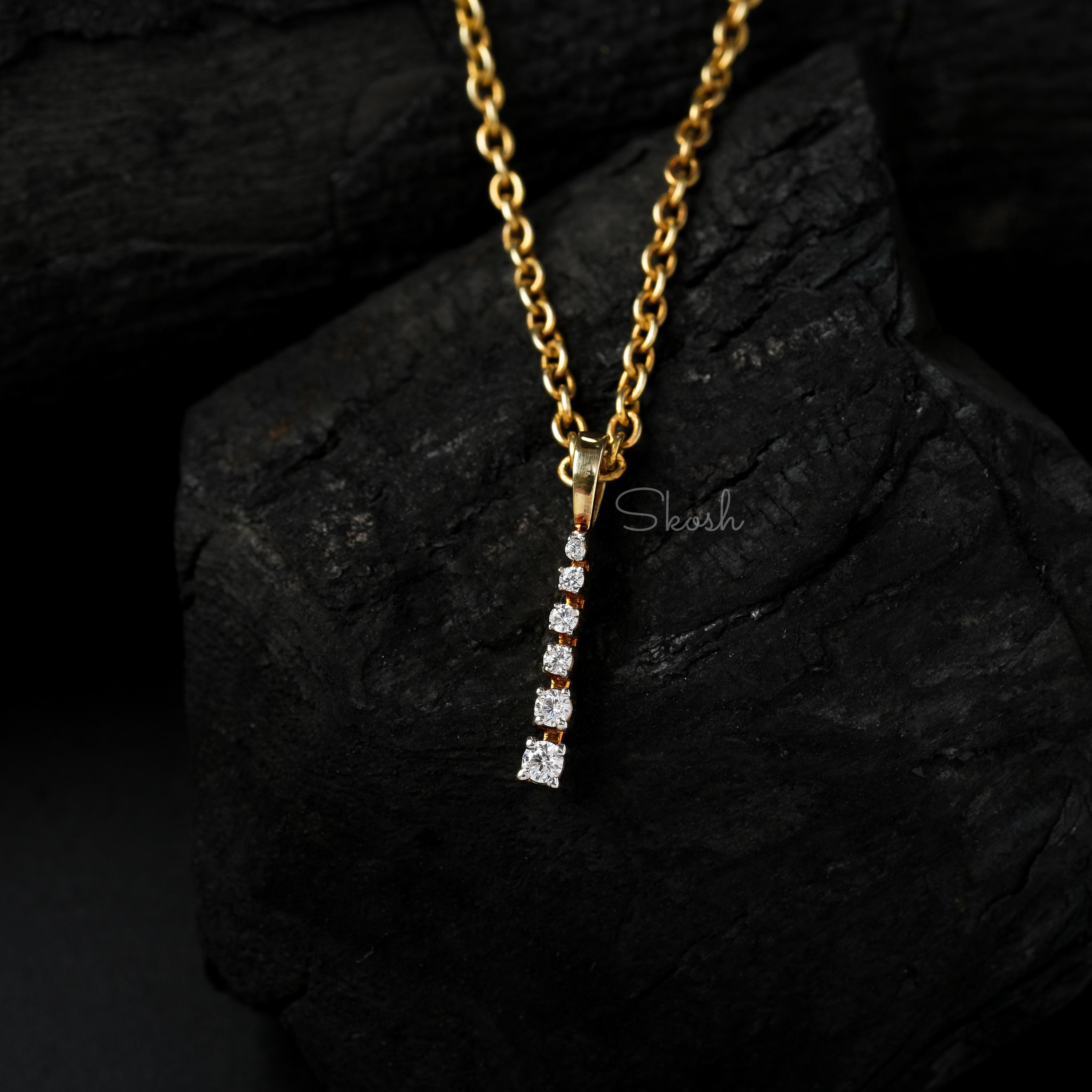 Vertical Line Diamond Charm Pendant