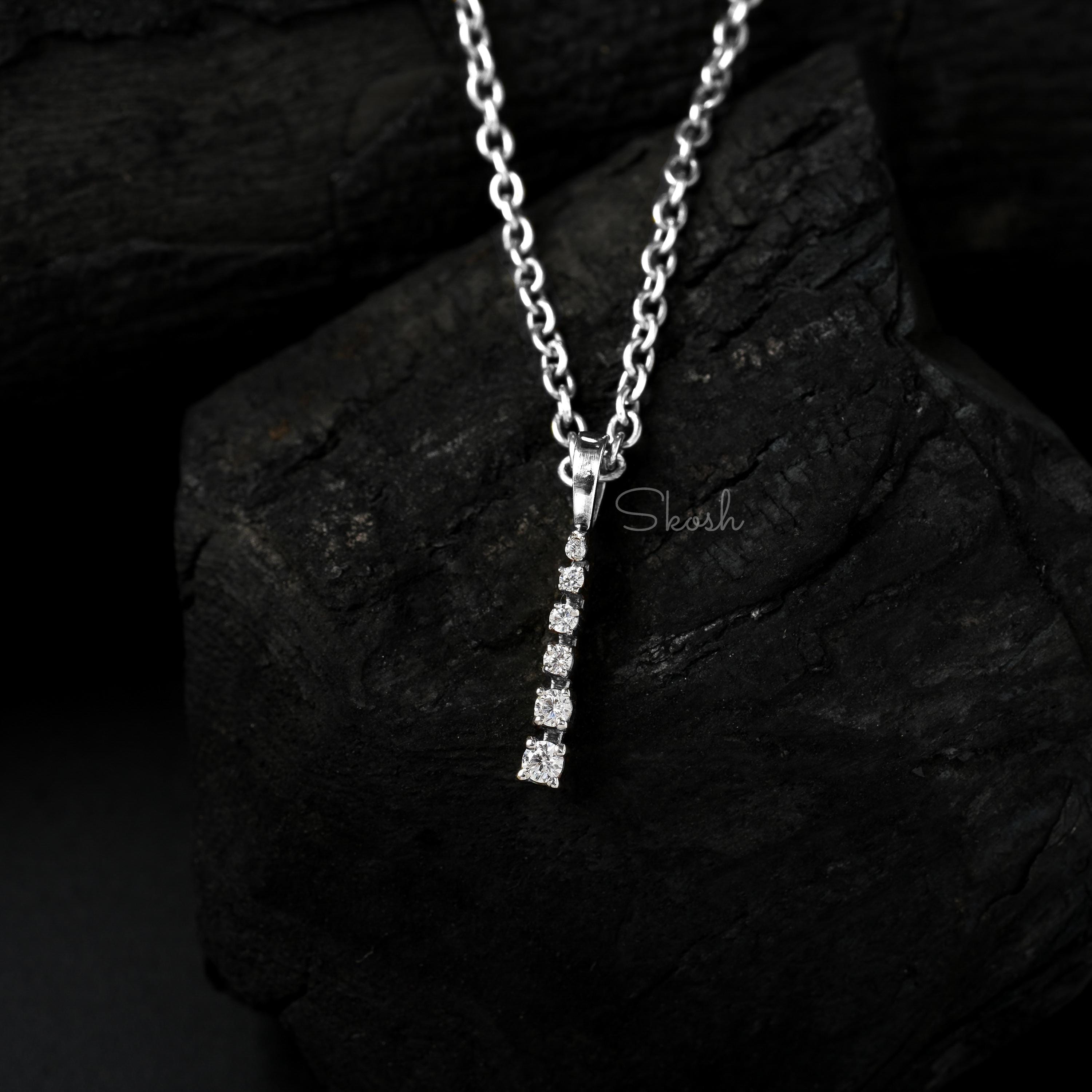 Vertical Line Diamond Charm Pendant