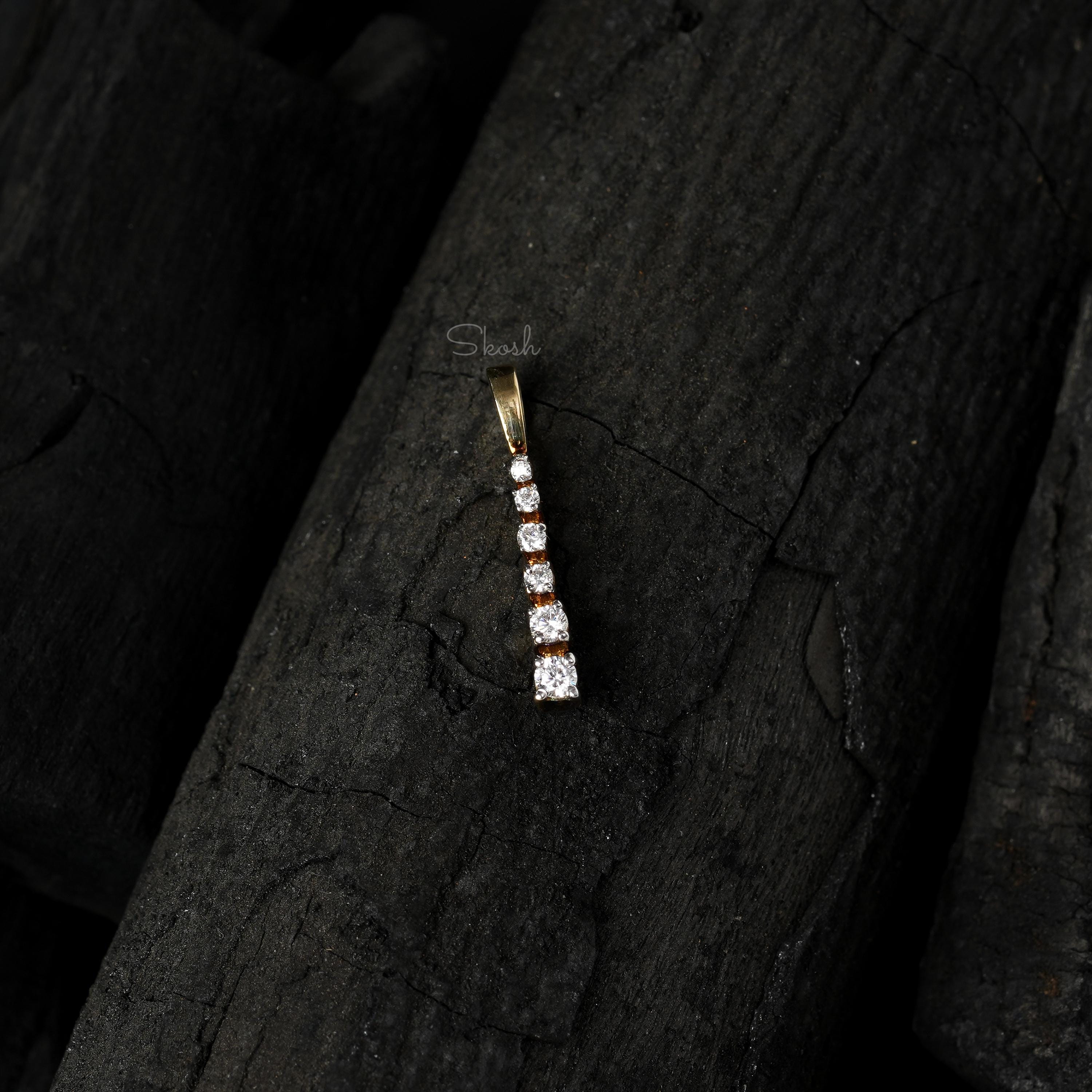 Vertical Line Diamond Charm Pendant