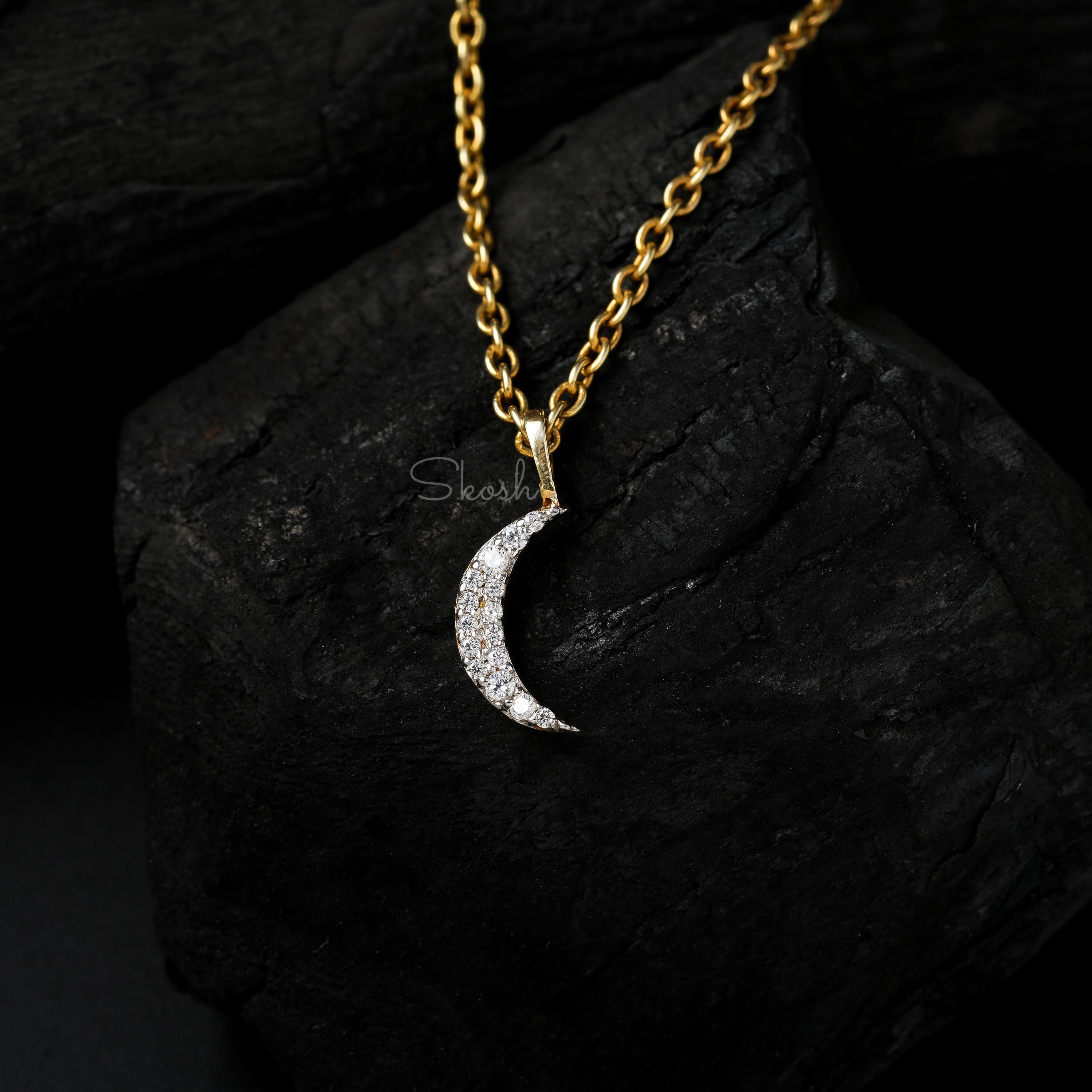 Crescent Moon Diamond Charm Pendant