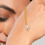 Lotus Inspired Diamond Charm Pendant Necklace