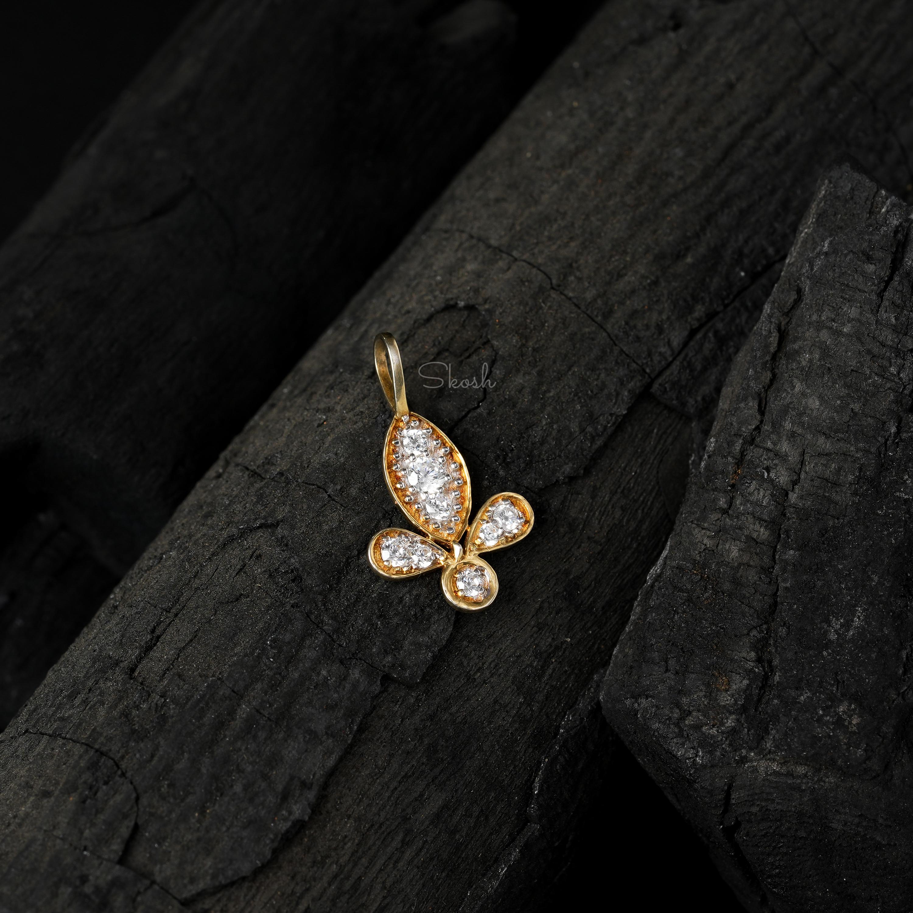 Lotus Inspired Diamond Charm Pendant Necklace