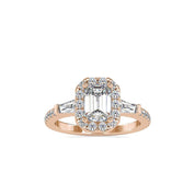 1.25 Carat Emerald Cut Engagement Halo Solitaire Ring