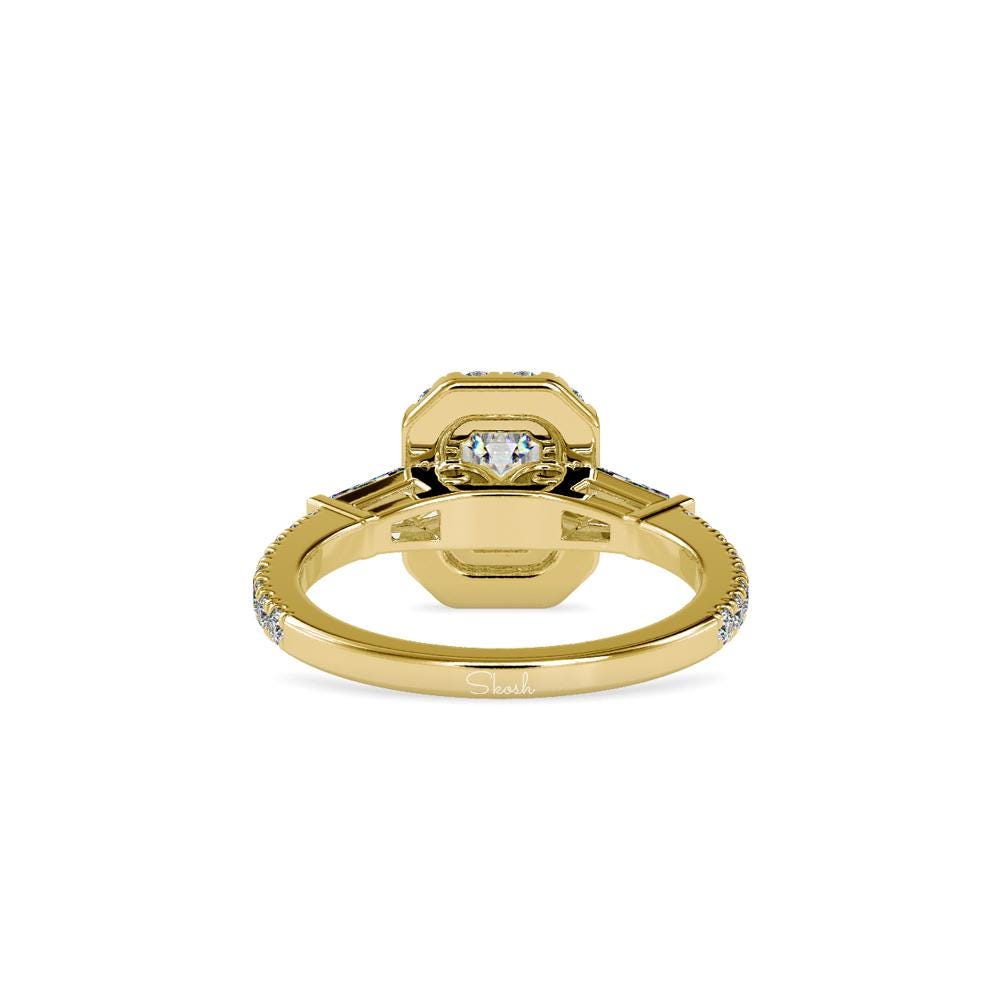 1.25 Carat Emerald Cut Engagement Halo Solitaire Ring
