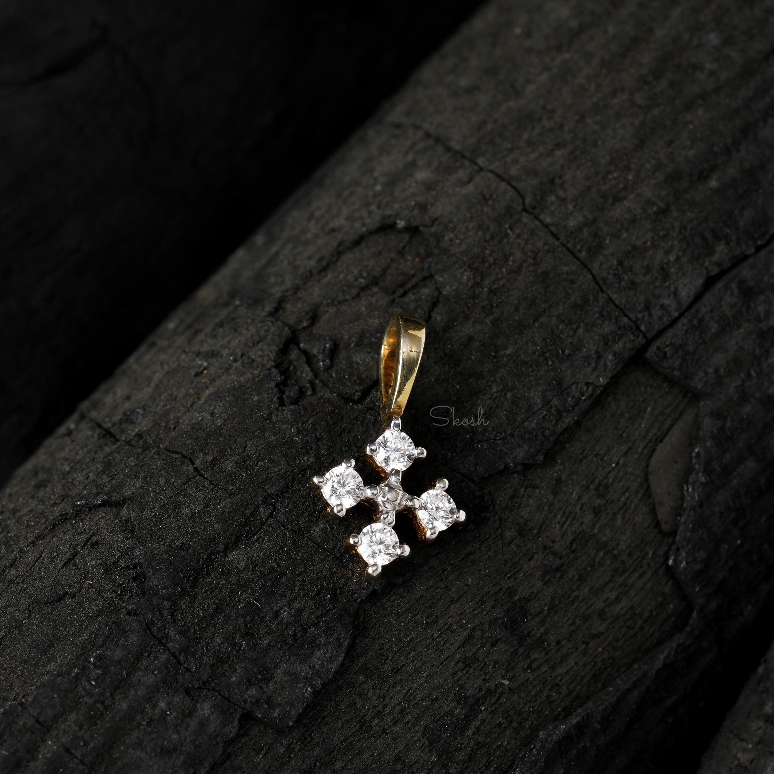 Four Pointer Diamond Charm Pendant Necklace