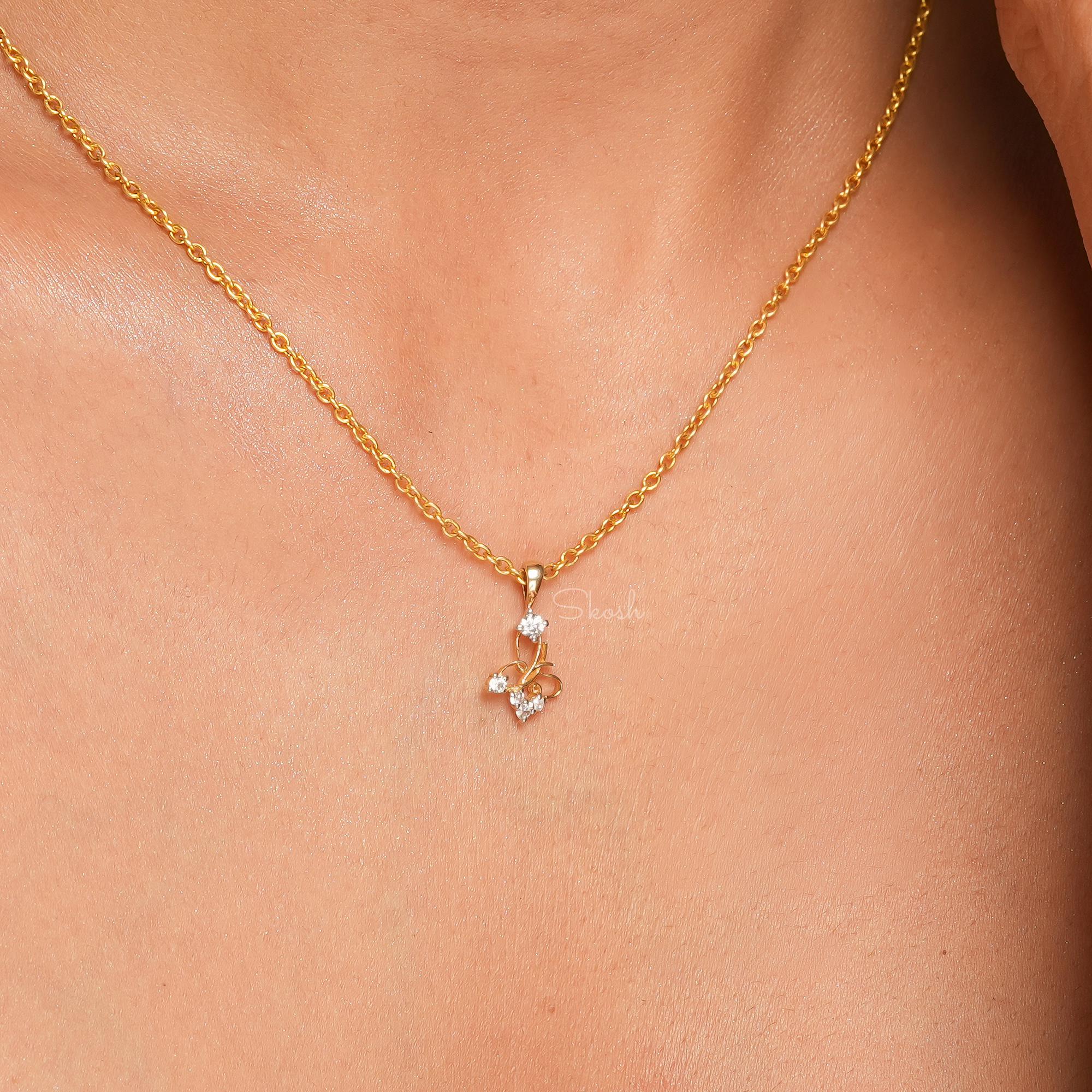Lab Grown Diamond Butterfly Charm Pendant Necklace