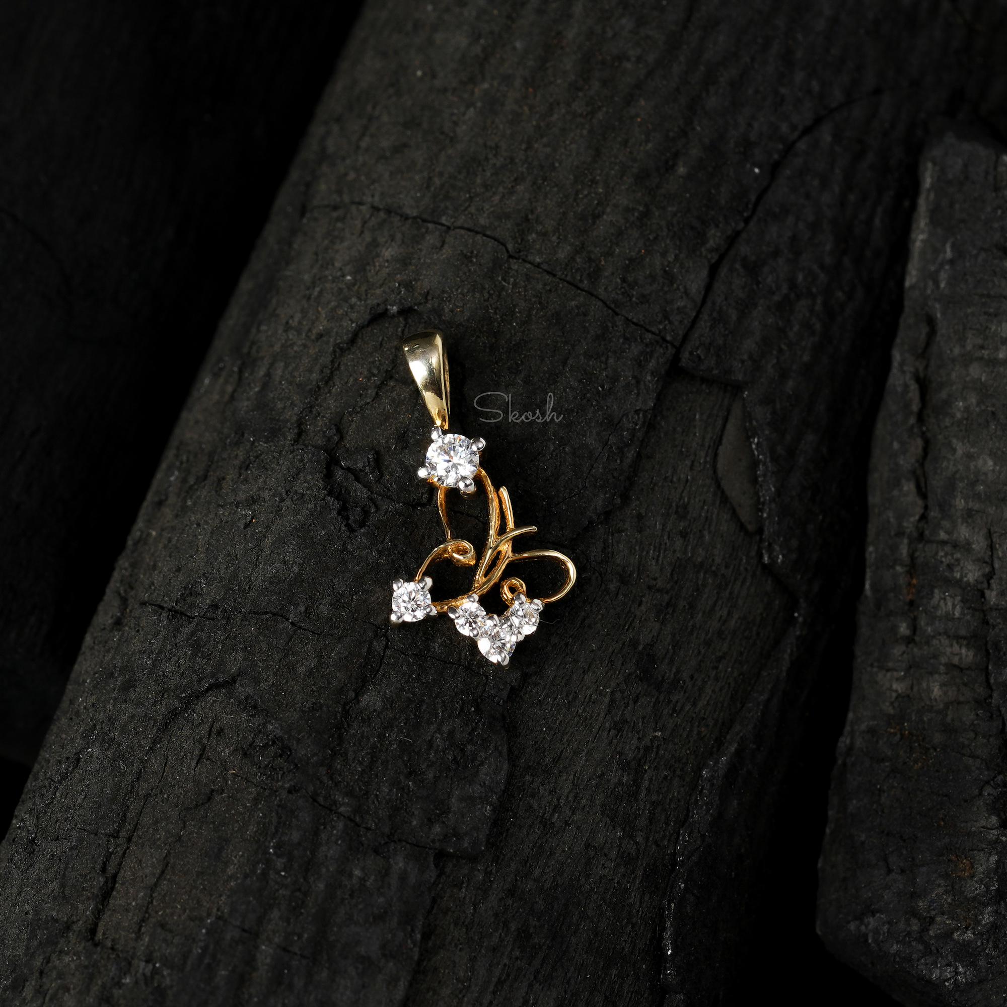 Lab Grown Diamond Butterfly Charm Pendant Necklace