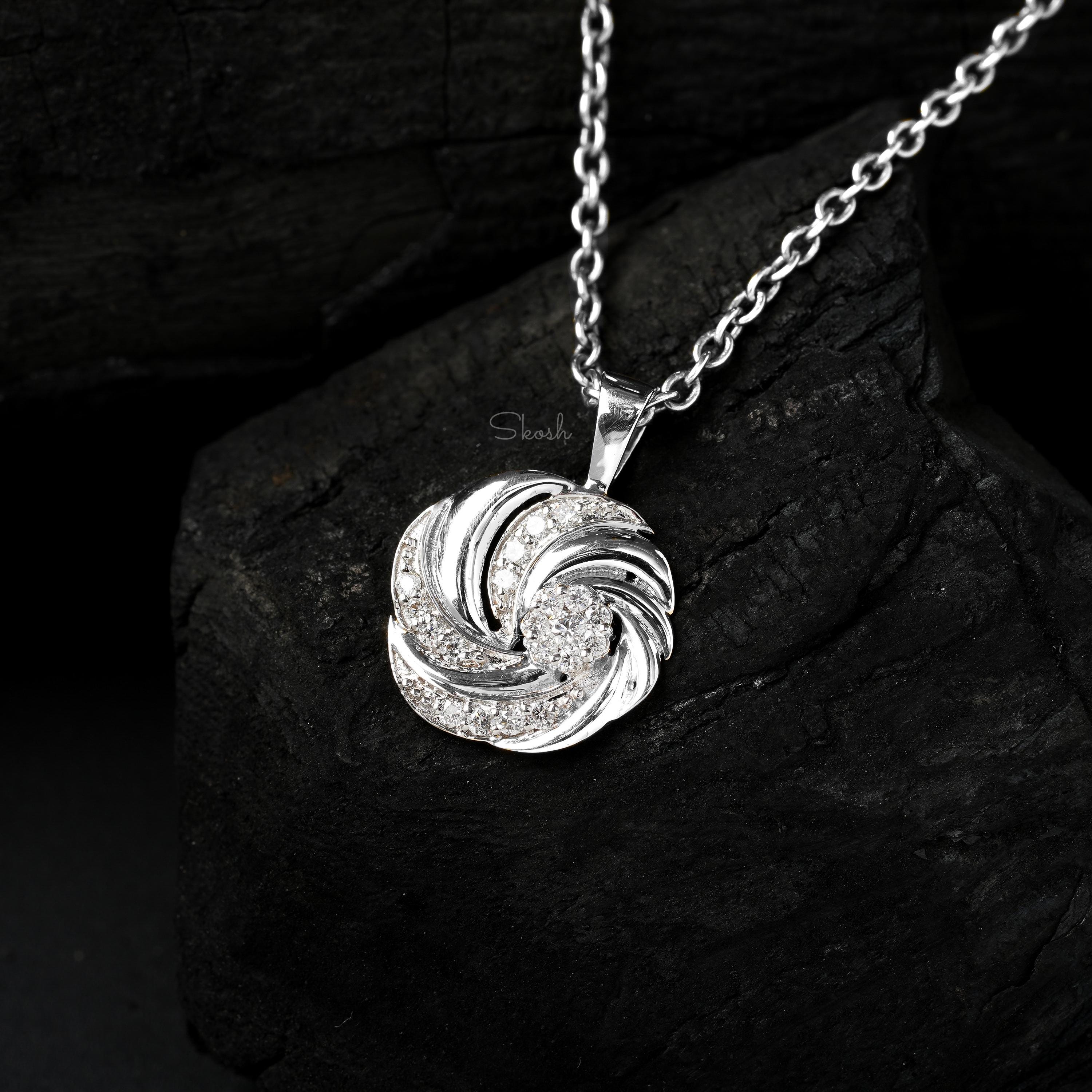 Round Swirl Cluster Diamond Charm Pendant